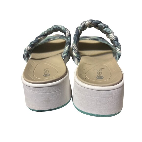 Bzees Womens Palm Print Slide Sandals With White Platform Sole & Braided Strap U - Picture 5 of 8